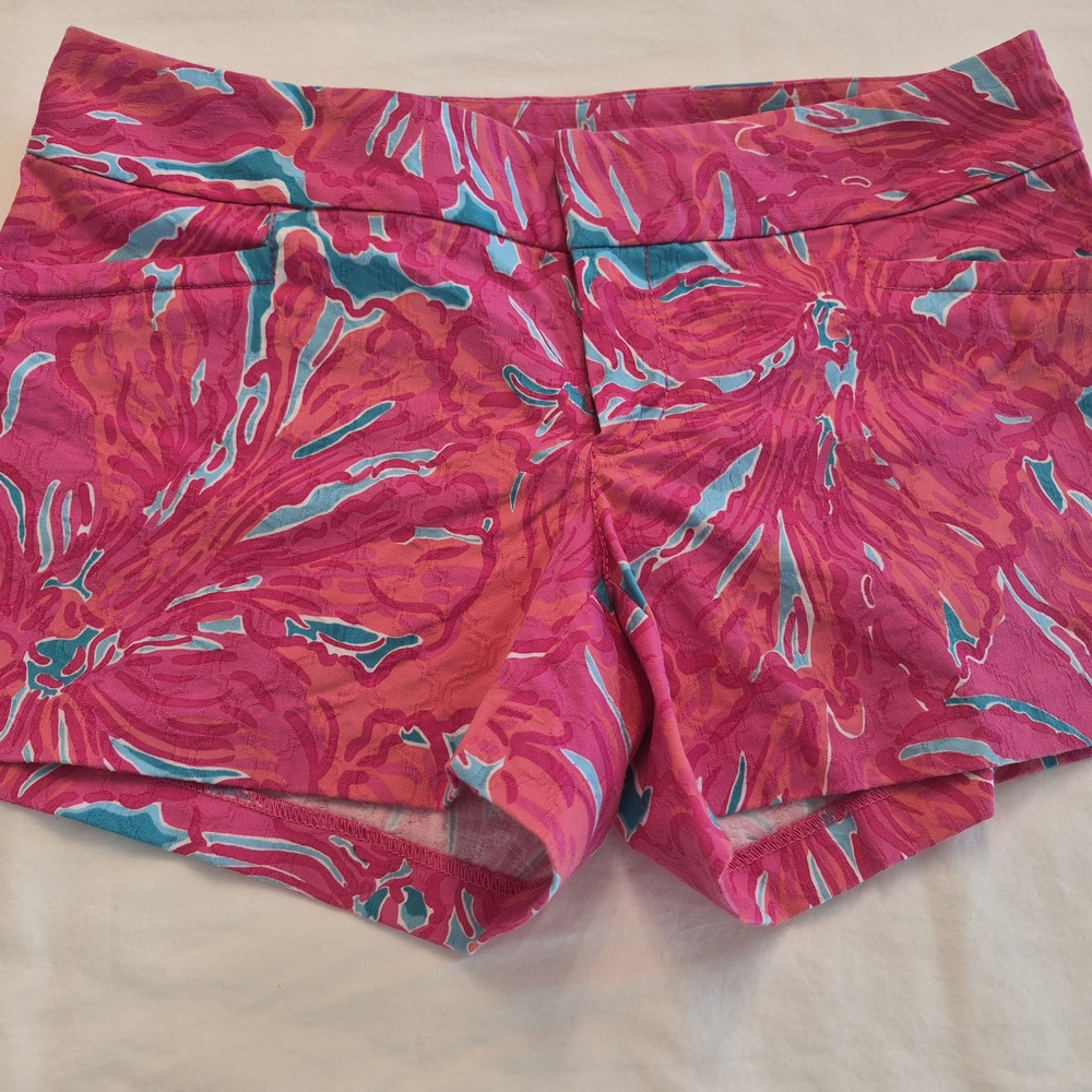 Lilly Pulitzer Pink and Aqua Printed Bermuda Shorts